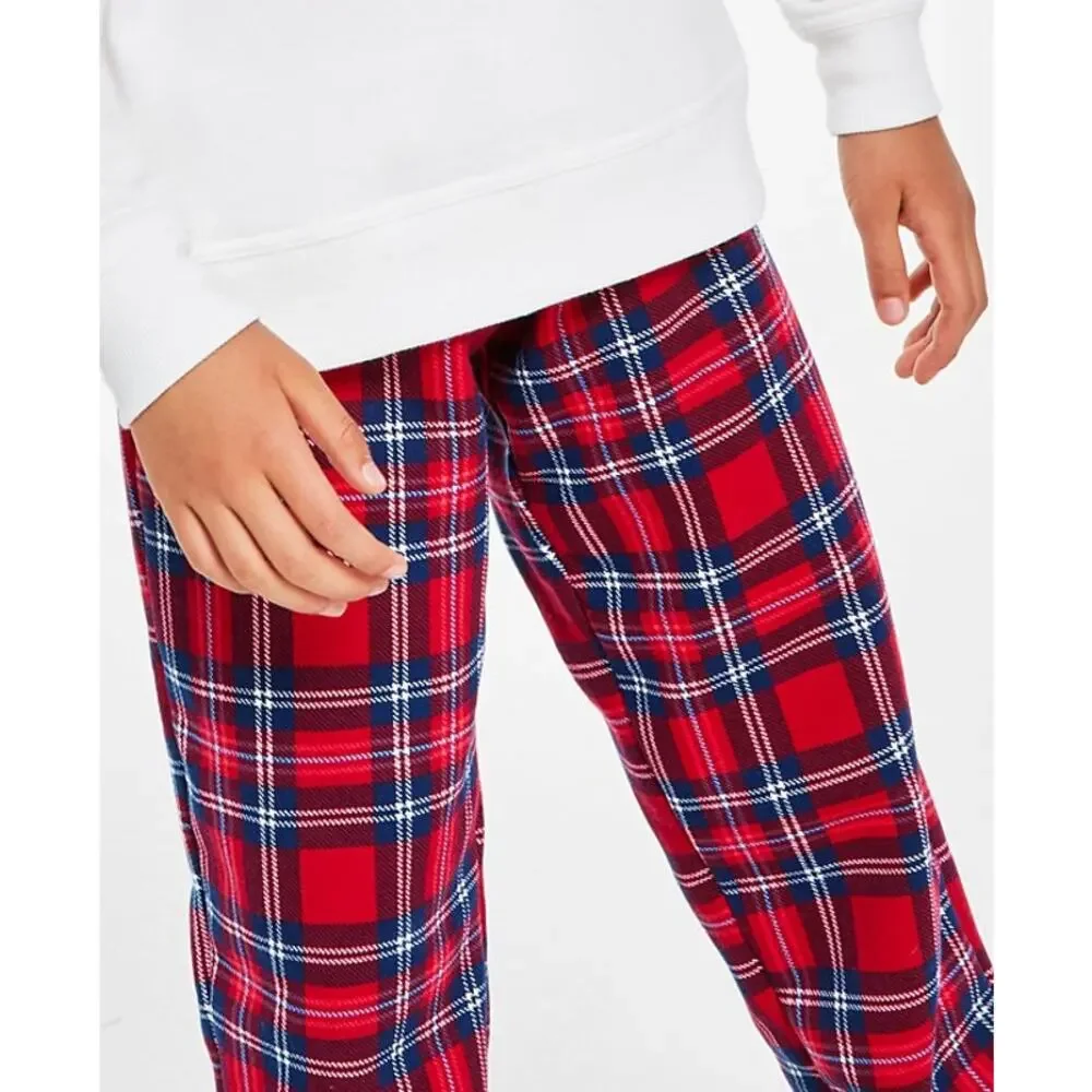 Charter Club Kids Jogger Pants Cardinal Holiday Plaid NWT Boy Girl Size 4-5